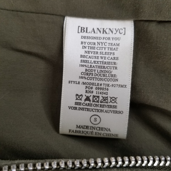 Blank NYC Olive Green Suede Leather Moto Vest Size S Zipper Snap Closures - Picture 6 of 11